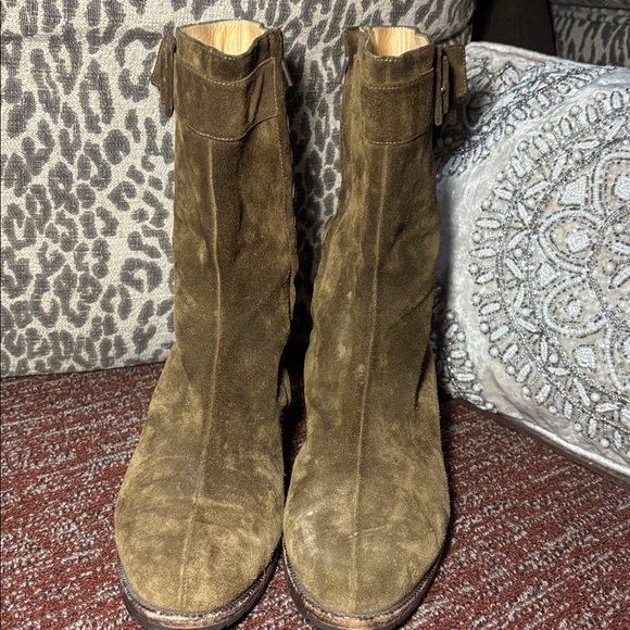 Bottega Veneta olive green brown Suede Heeled Boots classic elegant boot 10.5 - Picture 2 of 15